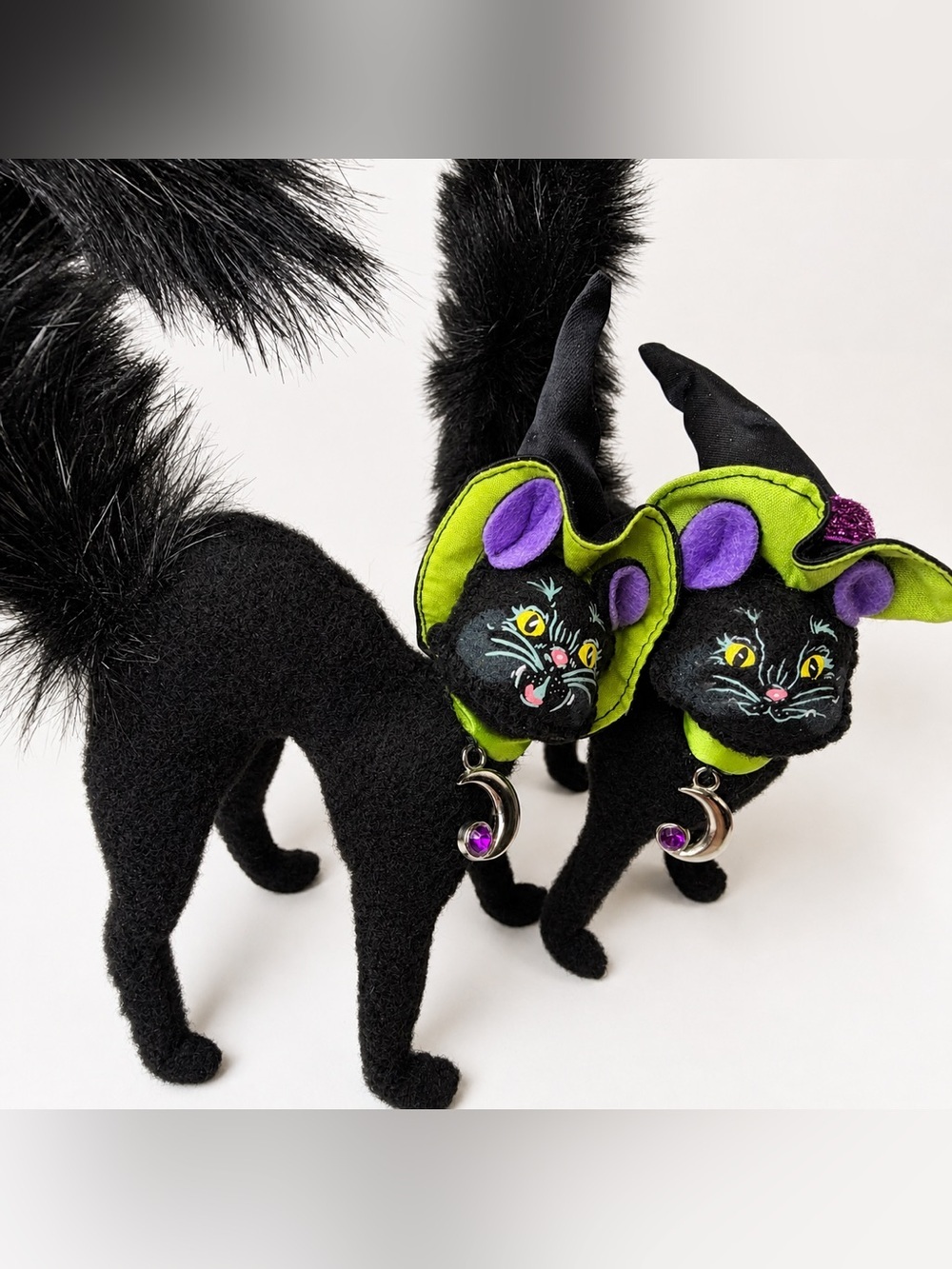 Annalee Black Cat Pair Halloween Decor Bendable Vintage Dolls - Picture 3 of 12